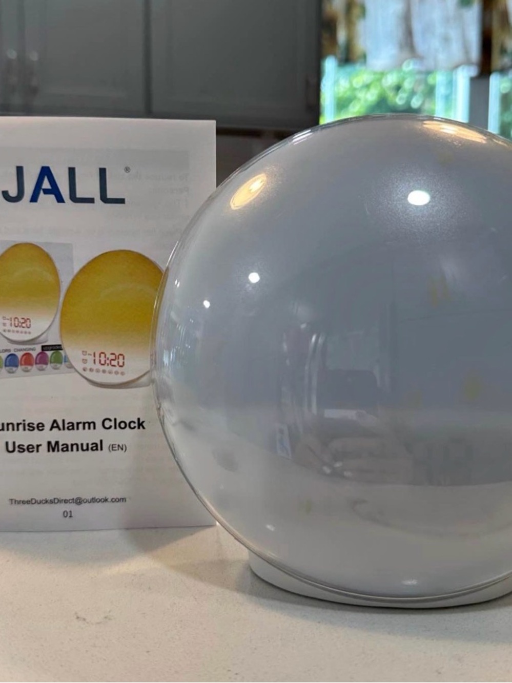 JALL White Sunrise Alarm Light - Spherical Wake-Up Lamp